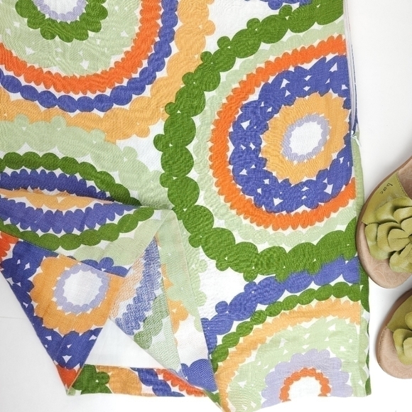 Boden Linen Green Blue Orange Floral Dress Sz 2R - Picture 4 of 14